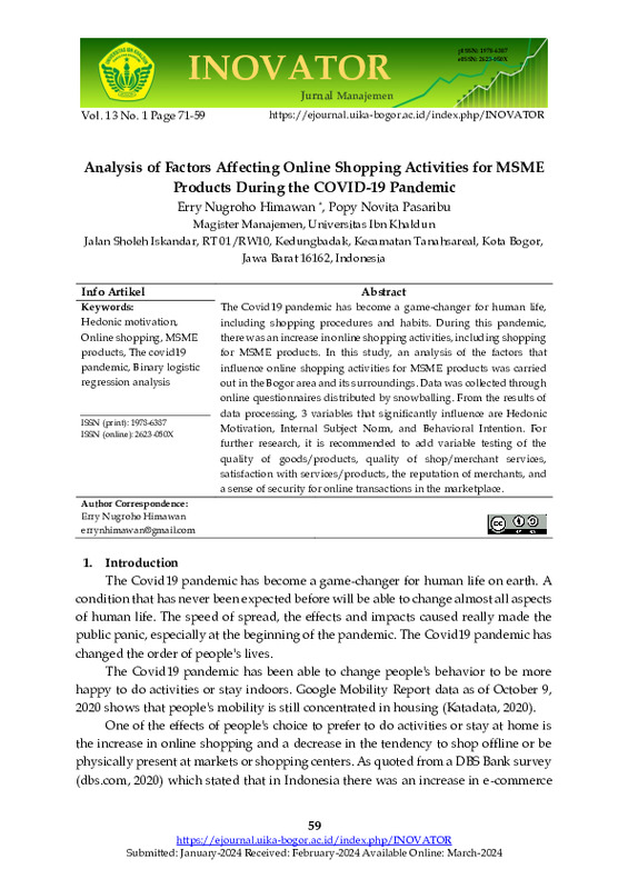 Analysis of Factors Affecting Online Shopping Activities for MSME Products During the COVID-19 Pandemic.pdf