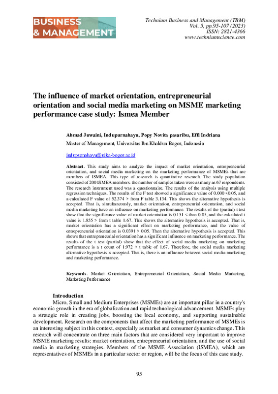 The influence of market orientation, entrepreneurial orientation and social media marketing on MSME marketing performance case study Ismea Member.pdf