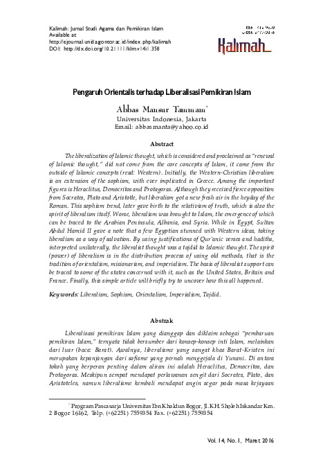 Pengaruh orientalis terhadap liberalisasi pemikiran Islam.pdf