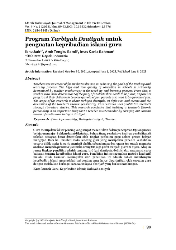 Program Tarbiyah Dzatiyah untuk penguatan kepribadian islami guru.pdf Program Tarbiyah Dzatiyah untuk penguatan kepribadian islami guru.pdf