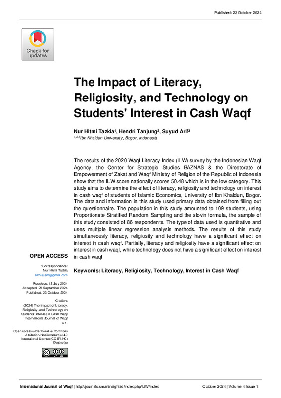 The Impact of Literacy, Religiosity, and Technology on Students' Interest in Cash Waqf.pdf