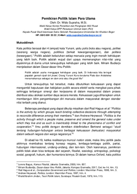 Pemikiran Politik Islam Para Ulama.pdf Pemikiran Politik Islam Para Ulama.pdf