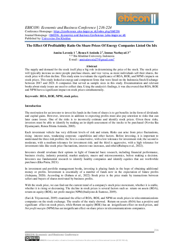 The Effect Of Profitability Ratio On Share Prices Of Energy Companies Listed On IDX.pdf The Effect Of Profitability Ratio On Share Prices Of Energy Companies Listed On IDX.pdf