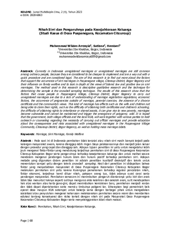 Nikah Sirri dan Pengaruhnya pada Kesejahteraan Keluarga (Studi Kasus di Desa Puspanegara, Kecamatan Citeureup).pdf Nikah Sirri dan Pengaruhnya pada Kesejahteraan Keluarga (Studi Kasus di Desa Puspanegara, Kecamatan Citeureup).pdf