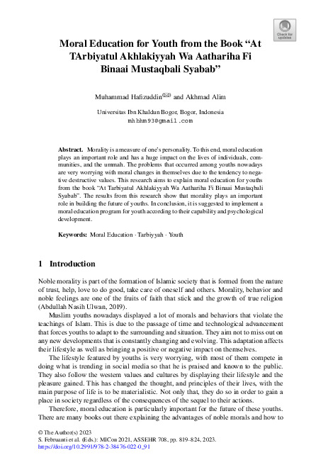 Moral Education for Youth from the Book “At TArbiyatul Akhlakiyyah Wa Aathariha Fi Binaai Mustaqbali Syabab”.pdf Moral Education for Youth from the Book “At TArbiyatul Akhlakiyyah Wa Aathariha Fi Binaai Mustaqbali Syabab”.pdf