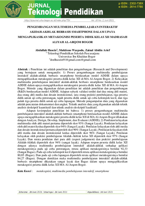 PENGEMBANGAN MULTIMEDIA PEMBELAJARAN INTERAKTIF AKIDAH-AKHLAK BERBASIS SMARTPHONE DALAM UPAYA MENGAPLIKASIKAN METAKOGNISI PESERTA DIDIK KELAS XII MADRASAH ALIYAH AL-ARQOM BOGOR.pdf PENGEMBANGAN MULTIMEDIA PEMBELAJARAN INTERAKTIF AKIDAH-AKHLAK BERBASIS SMARTPHONE DALAM UPAYA MENGAPLIKASIKAN METAKOGNISI PESERTA DIDIK KELAS XII MADRASAH ALIYAH AL-ARQOM BOGOR.pdf