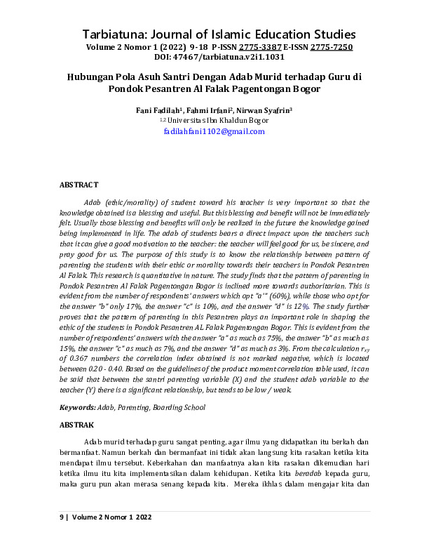 Hubungan Pola Asuh Santri Dengan Adab Murid terhadap Guru di Pondok Pesantren Al Falak Pagentongan Bogor.pdf Hubungan Pola Asuh Santri Dengan Adab Murid terhadap Guru di Pondok Pesantren Al Falak Pagentongan Bogor.pdf