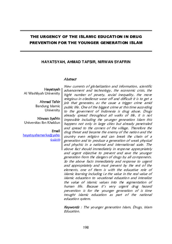 The urgency of the Islamic education in drug prevention for the younger generation islam.pdf The urgency of the Islamic education in drug prevention for the younger generation islam.pdf