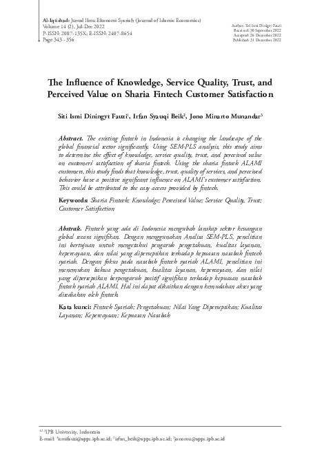 The Influence of Knowledge, Service Quality, Trust, and Perceived Value on Sharia Fintech Customer Satisfaction.pdf