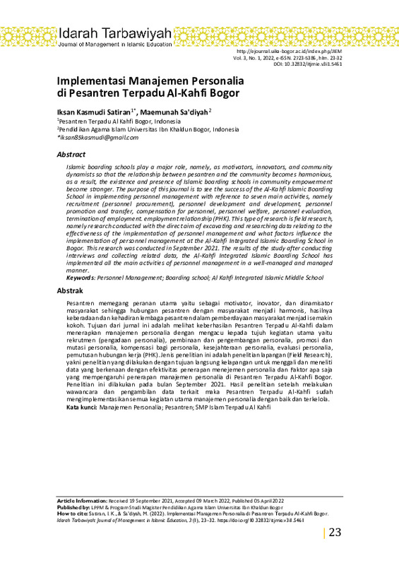 Implementasi Manajemen Personalia di Pesantren Terpadu Al-Kahfi Bogor.pdf Implementasi Manajemen Personalia di Pesantren Terpadu Al-Kahfi Bogor.pdf