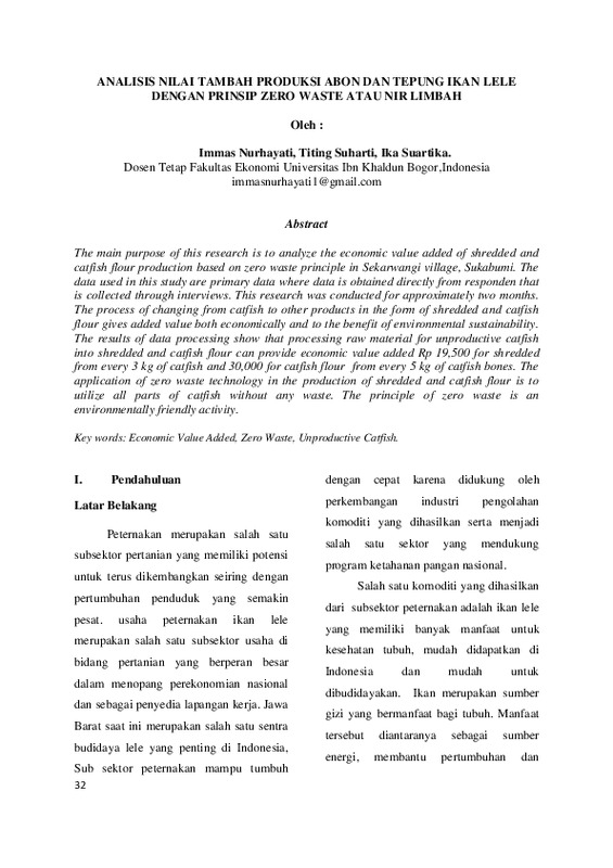 Analisis Nilai Tambah Produksi Abon Dan Tepung Ikan Lele Dengan Prinsip Zero Waste Atau Nir Limbah.pdf