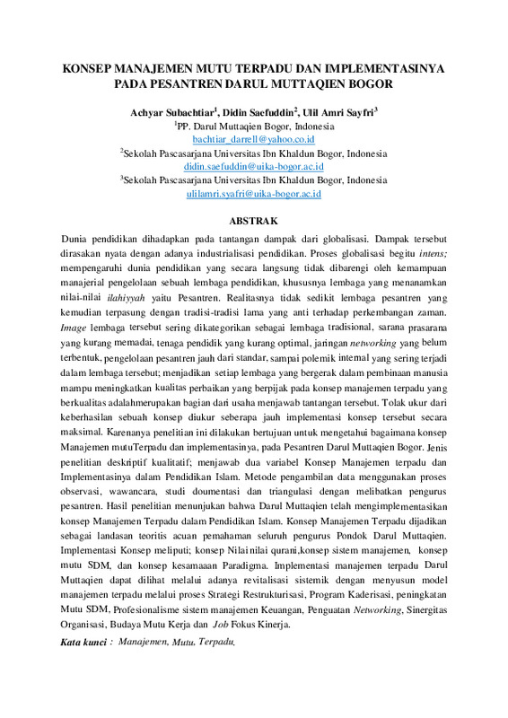 3 KONSEP MANAJEMEN MUTU TERPADU DAN IMPLEMENTASINYA PADA PESANTREN DARUL MUTTAQIEN BOGOR.pdf 3 KONSEP MANAJEMEN MUTU TERPADU DAN IMPLEMENTASINYA PADA PESANTREN DARUL MUTTAQIEN BOGOR.pdf