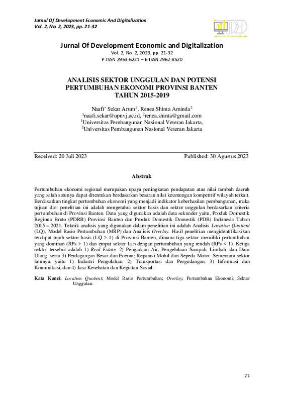 ANALISIS SEKTOR UNGGULAN DAN POTENSI PERTUMBUHAN EKONOMI PROVINSI BANTEN TAHUN 2015-2019.pdf