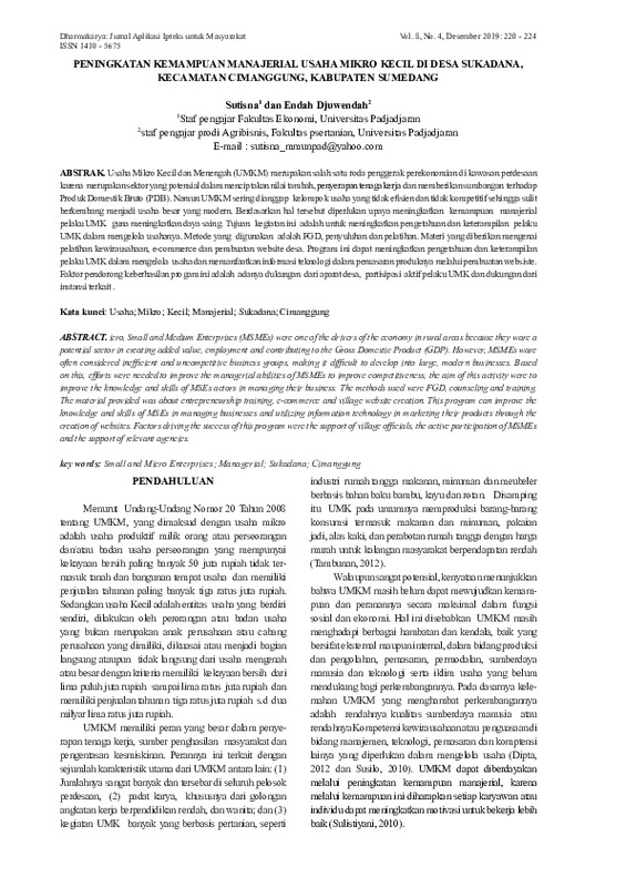 PENINGKATAN KEMAMPUAN MANAJERIAL USAHA MIKRO KECIL DI DESA SUKADANA, KECAMATAN CIMANGGUNG, KABUPATEN SUMEDANG.pdf