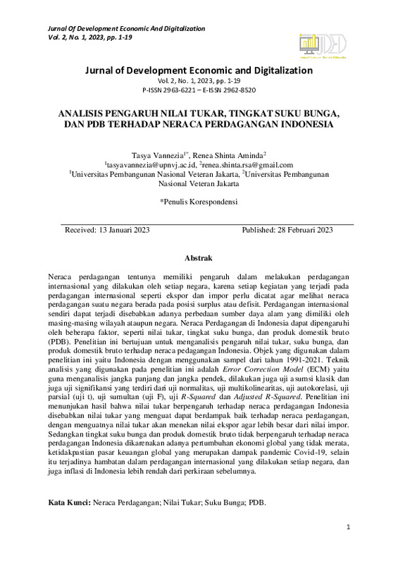 ANALISIS PENGARUH NILAI TUKAR, TINGKAT SUKU BUNGA, DAN PDB TERHADAP NERACA PERDAGANGAN INDONESIA.pdf ANALISIS PENGARUH NILAI TUKAR, TINGKAT SUKU BUNGA, DAN PDB TERHADAP NERACA PERDAGANGAN INDONESIA.pdf