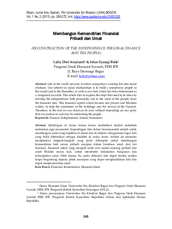 Membangun Kemandirian Finansial Pribadi dan Umat.pdf Membangun Kemandirian Finansial Pribadi dan Umat.pdf