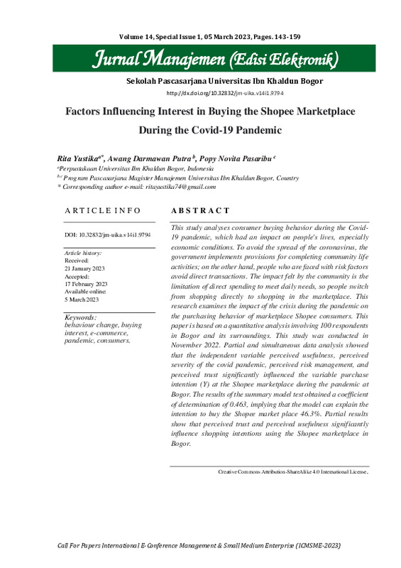 Factors influencing interest in buying the shopee marketplace during the Covid-19 pandemic.pdf Factors influencing interest in buying the shopee marketplace during the Covid-19 pandemic.pdf