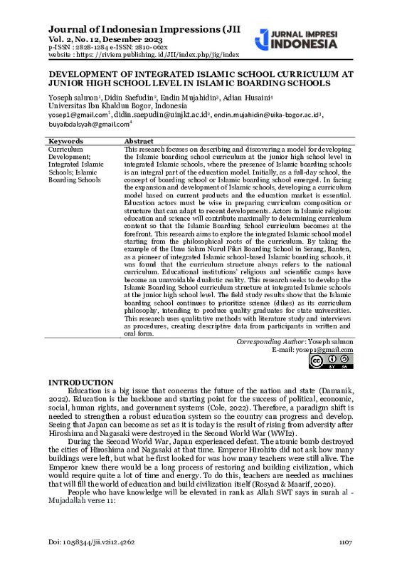 Development of integrated Islamic school curriculum at junior high school level in Islamic boarding schools.pdf