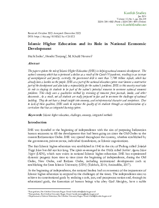 Islamic Higher Education and its Role in National Economic Development.pdf Islamic Higher Education and its Role in National Economic Development.pdf
