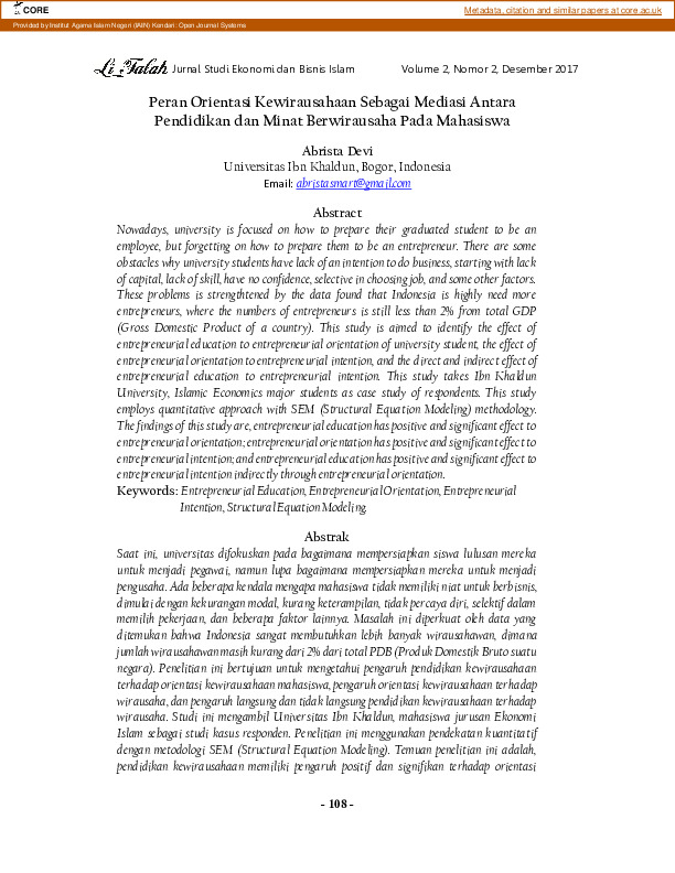 Peran orientasi kewirausahaan sebagai mediasi antara pendidikan dan minat berwirausaha pada mahasiswa.pdf