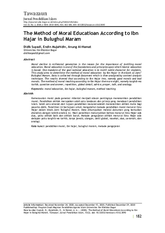 The Method of Moral Educatioan According to Ibn Hajar in Bulughul Maram.pdf