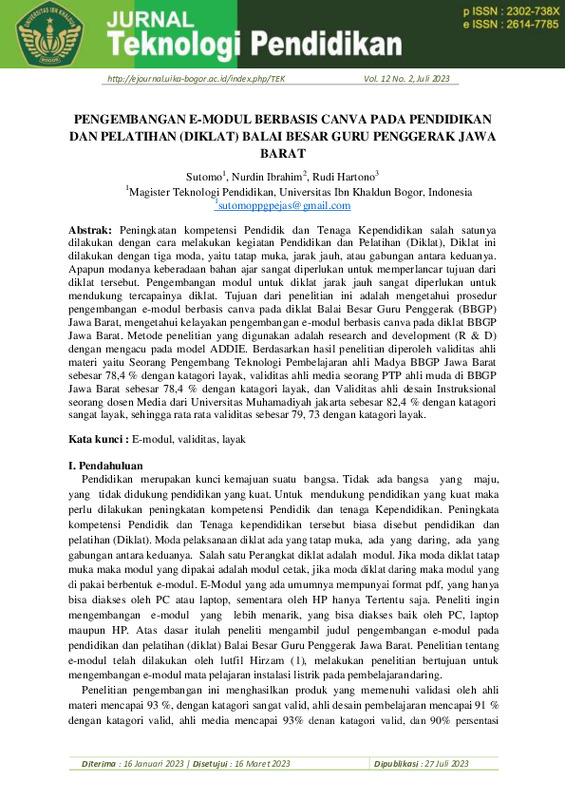 PENGEMBANGAN E-MODUL BERBASIS CANVA PADA PENDIDIKAN DAN PELATIHAN (DIKLAT) BALAI BESAR GURU PENGGERAK JAWA BARAT.pdf PENGEMBANGAN E-MODUL BERBASIS CANVA PADA PENDIDIKAN DAN PELATIHAN (DIKLAT) BALAI BESAR GURU PENGGERAK JAWA BARAT.pdf
