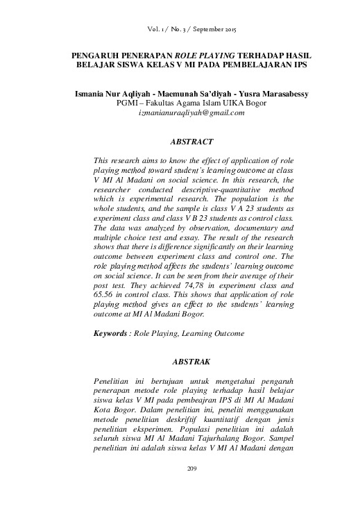 Pengaruh Penerapan Role Playing Terhadap Hasil Belajar Siswa Kelas V MI Pada Pembelajaran IPS.pdf Pengaruh Penerapan Role Playing Terhadap Hasil Belajar Siswa Kelas V MI Pada Pembelajaran IPS.pdf