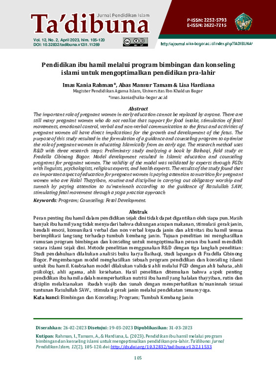 Pendidikan ibu hamil melalui program bimbingan dan konseling islami untuk mengoptimalkan pendidikan pra-lahir.pdf