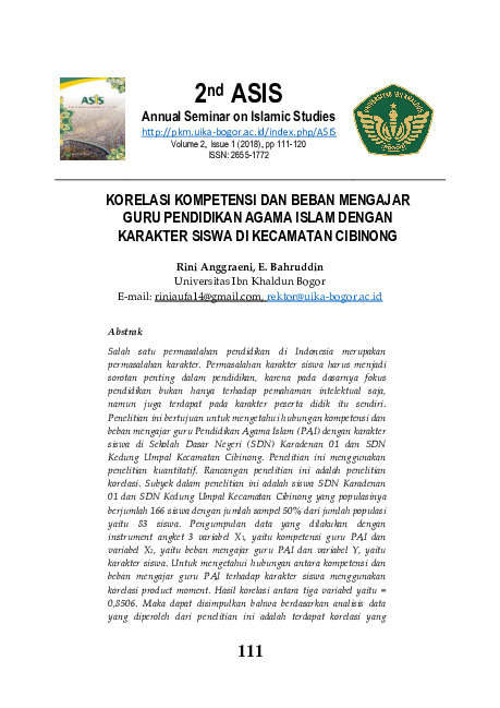 KORELASI KOMPETENSI DAN BEBAN MENGAJAR GURU PENDIDIKAN AGAMA ISLAM DENGAN KARAKTER SISWA DI KECAMATAN CIBINONG.pdf KORELASI KOMPETENSI DAN BEBAN MENGAJAR GURU PENDIDIKAN AGAMA ISLAM DENGAN KARAKTER SISWA DI KECAMATAN CIBINONG.pdf