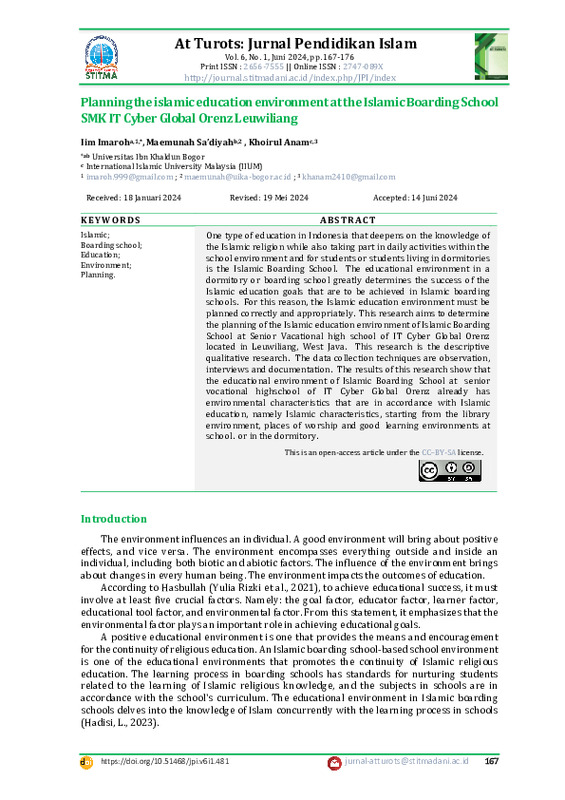 Planning the islamic education environment at the Islamic Boarding School SMK IT Cyber Global Orenz Leuwiliang.pdf Planning the islamic education environment at the Islamic Boarding School SMK IT Cyber Global Orenz Leuwiliang.pdf