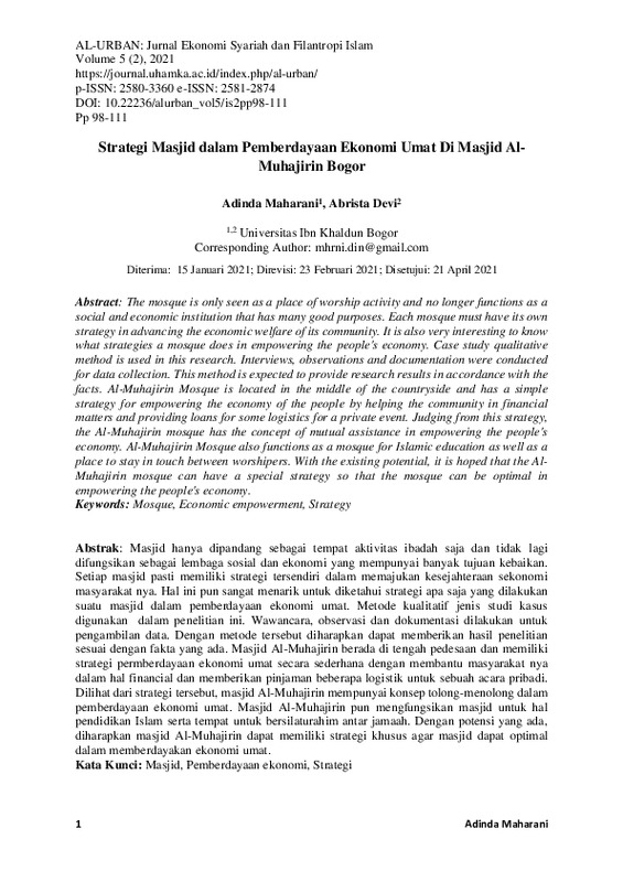 Strategi Masjid dalam Pemberdayaan Ekonomi Umat di Masjid Al-Muhajirin Bogor.pdf