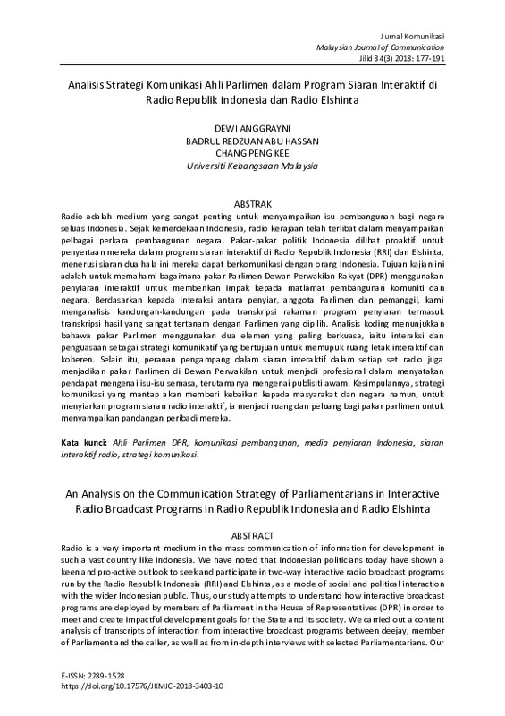 Analisis Strategi Komunikasi Ahli Parlimen dalam Program Siaran Interaktif di Radio Republik Indonesia dan Radio Elshinta.pdf Analisis Strategi Komunikasi Ahli Parlimen dalam Program Siaran Interaktif di Radio Republik Indonesia dan Radio Elshinta.pdf