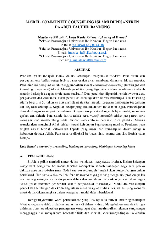 42 MODEL COMMUNITY COUNSELING ISLAMI DI PESANTREN DAARUT TAUHIID BANDUNG.pdf 42 MODEL COMMUNITY COUNSELING ISLAMI DI PESANTREN DAARUT TAUHIID BANDUNG.pdf