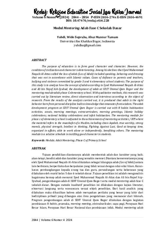 Modul Mentoring Adab Fase C Sekolah Dasar.pdf