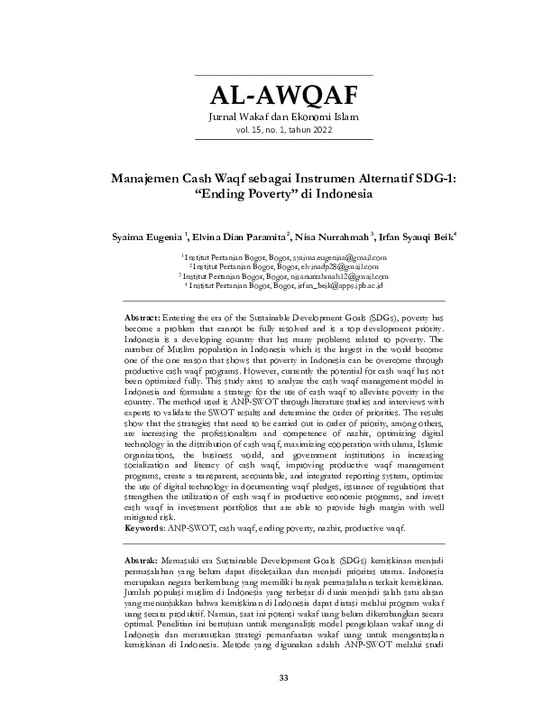 Manajemen Cash Waqf sebagai Instrumen Alternatif SDG-1 Ending Poverty di Indonesia.pdf Manajemen Cash Waqf sebagai Instrumen Alternatif SDG-1 Ending Poverty di Indonesia.pdf