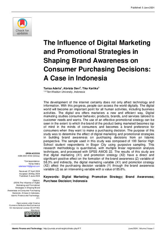 The Influence of Digital Marketing and Promotional Strategies in Shaping Brand Awareness on Consumer Purchasing Decisions A Case in Indonesia.pdf The Influence of Digital Marketing and Promotional Strategies in Shaping Brand Awareness on Consumer Purchasing Decisions A Case in Indonesia.pdf