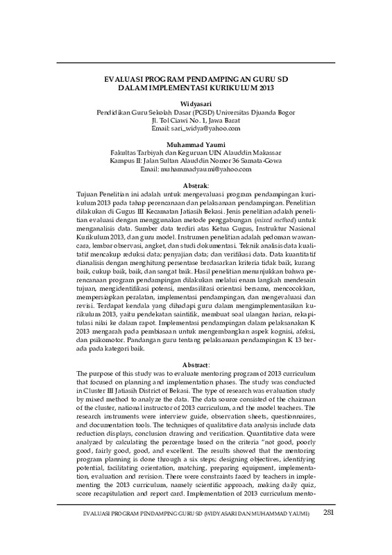 Evaluasi program pendampingan guru SD dalam implementasi kurikulum 2013.pdf Evaluasi program pendampingan guru SD dalam implementasi kurikulum 2013.pdf