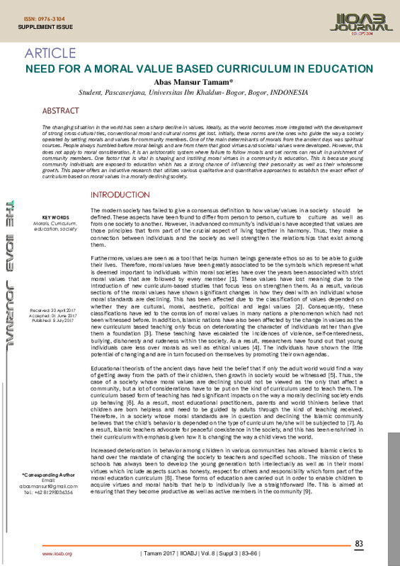NEED FOR A MORAL VALUE BASED CURRICULUM IN EDUCATION.pdf NEED FOR A MORAL VALUE BASED CURRICULUM IN EDUCATION.pdf