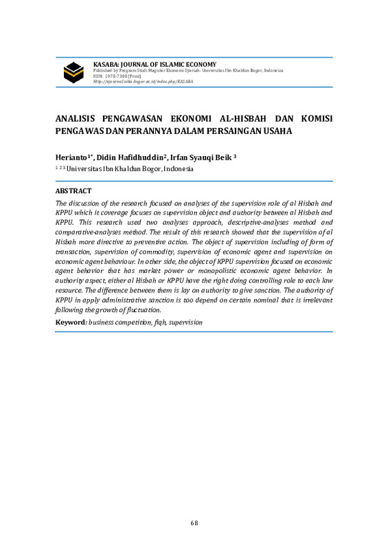 Analisis Pengawasan Ekonomi Al-Hisbah Dan Komisi Pengawas Dan Perannya Dalam Persaingan Usaha.pdf