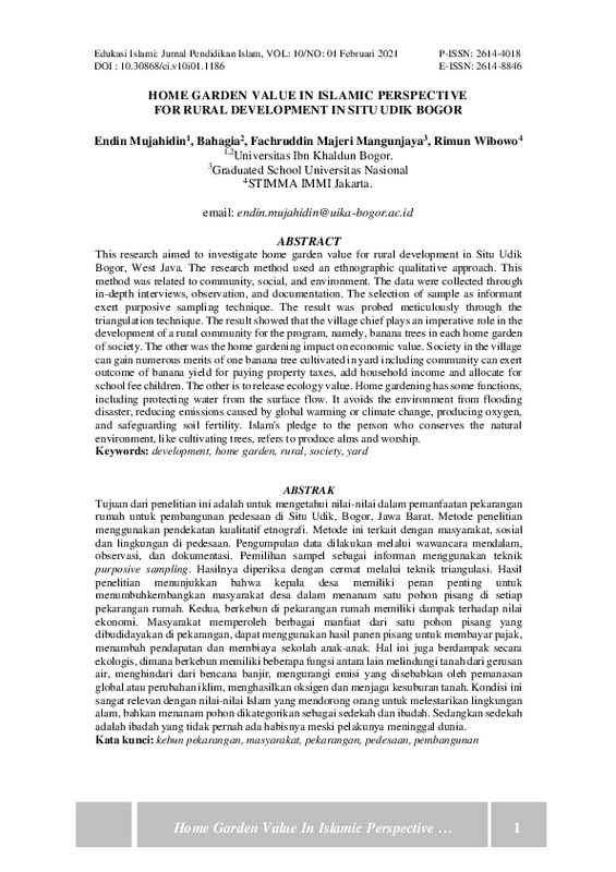HOME GARDEN VALUE IN ISLAMIC PERSPECTIVE FOR RURAL DEVELOPMENT IN SITU UDIK BOGOR.pdf