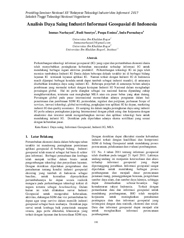 Analisis Daya Saing Industri Informasi Geospasial di Indonesia.pdf Analisis Daya Saing Industri Informasi Geospasial di Indonesia.pdf