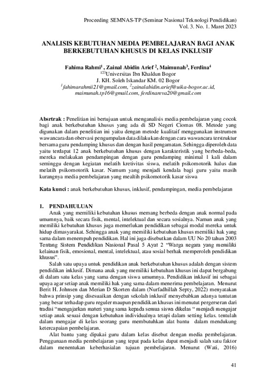 ANALISIS KEBUTUHAN MEDIA PEMBELAJARAN BAGI ANAK BERKEBUTUHAN KHUSUS DI KELAS INKLUSIF.pdf ANALISIS KEBUTUHAN MEDIA PEMBELAJARAN BAGI ANAK BERKEBUTUHAN KHUSUS DI KELAS INKLUSIF.pdf