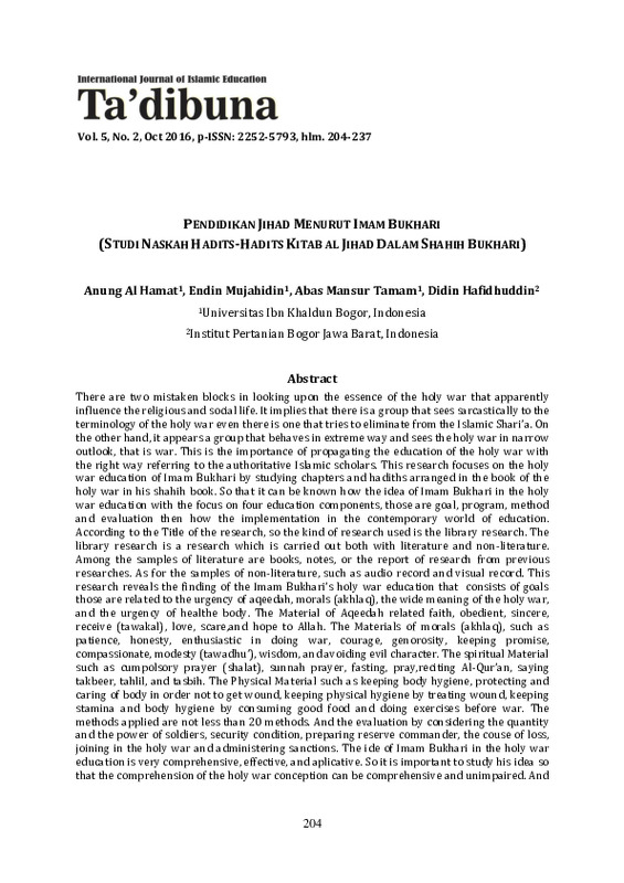 Pendidikan Jihad Menurut Imam Bukhari (Studi Naskah Hadits-Hadits Kitab al Jihad Dalam Shahih Bukhari).pdf