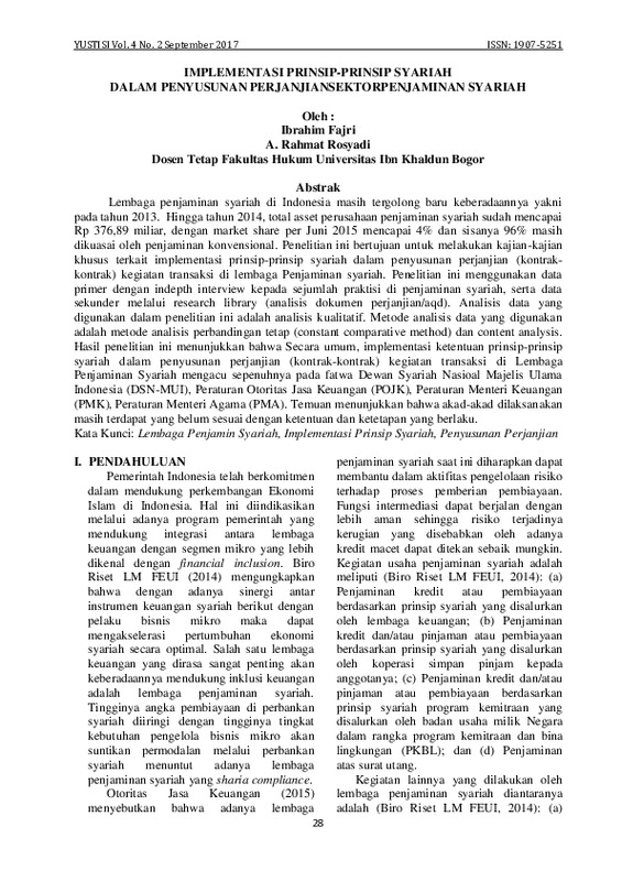 IMPLEMENTASI PRINSIP-PRINSIP SYARIAH DALAM PENYUSUNAN PERJANJIANSEKTORPENJAMINAN SYARIAH.pdf