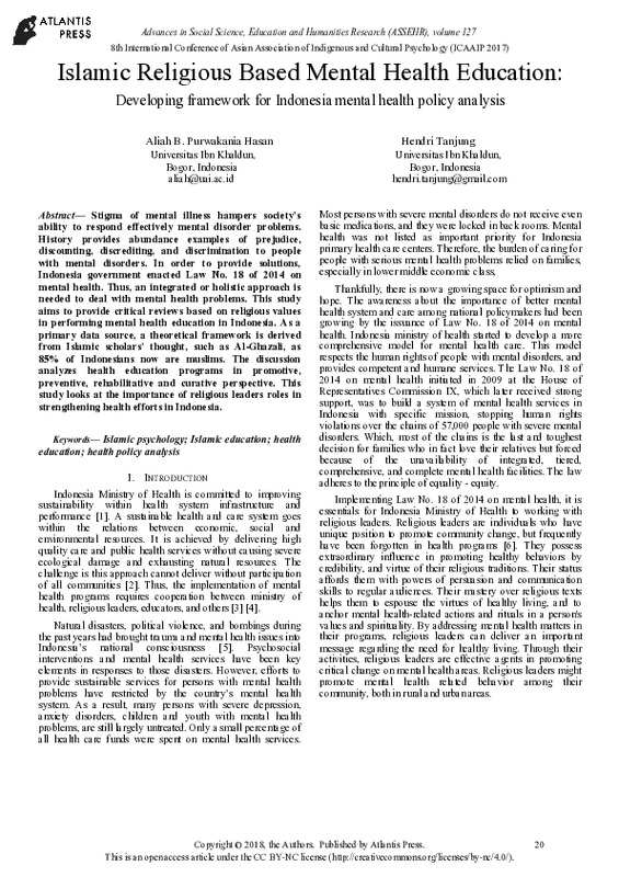 Islamic Religious Based Mental Health Education Developing Framework for Indonesia mental health policy analysis..pdf