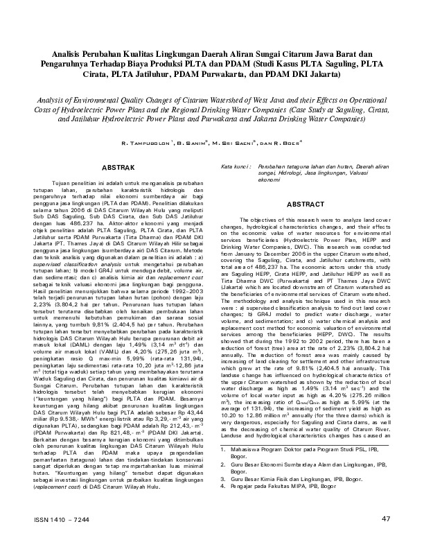 Analisis Perubahan Kualitas Lingkungan Daerah Aliran Sungai Citarum Jawa Barat dan.pdf