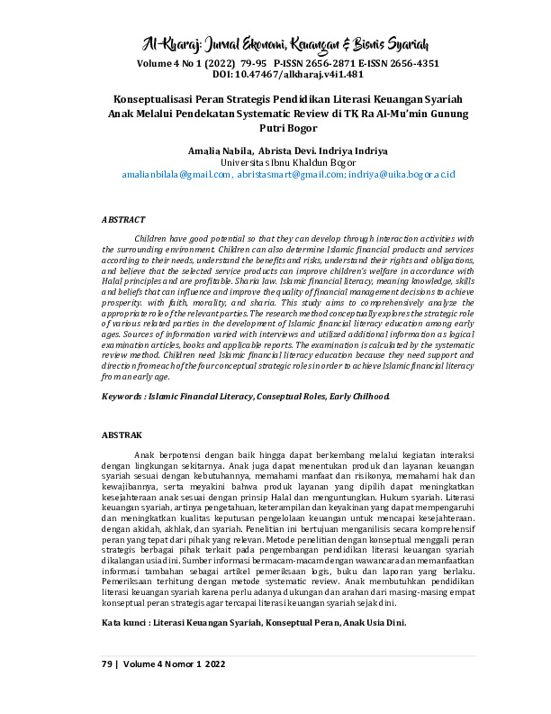 Konseptualisasi peran strategis pada pendidikan literasi keuangan syariah anak melalui pendekatan systematic review di tk ra al-mu’min gunung putri.pdf Konseptualisasi peran strategis pada pendidikan literasi keuangan syariah anak melalui pendekatan systematic review di tk ra al-mu’min gunung putri.pdf