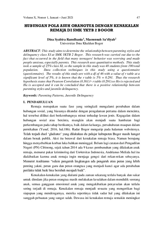 HUBUNGAN POLA ASUH ORANGTUA DENGAN KENAKALAN REMAJA DI SMK YKTB 2 BOGOR.pdf HUBUNGAN POLA ASUH ORANGTUA DENGAN KENAKALAN REMAJA DI SMK YKTB 2 BOGOR.pdf