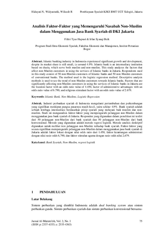 Analisis faktor-faktor yang memengaruhi nasabah non-Muslim dalam menggunakan jasa bank syariah di DKI Jakarta.pdf