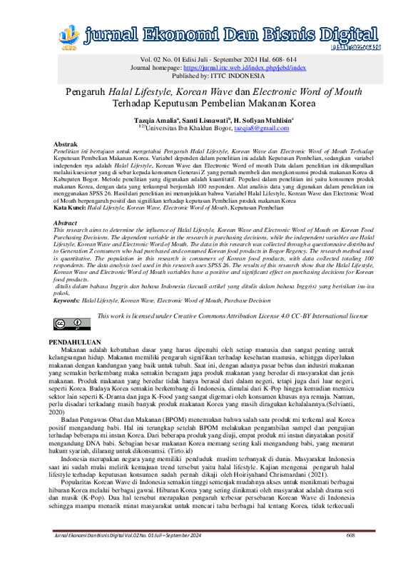Pengaruh Halal Lifestyle, Korean Wave dan Electronic Word of Mouth Terhadap Keputusan Pembelian Makanan Korea.pdf Pengaruh Halal Lifestyle, Korean Wave dan Electronic Word of Mouth Terhadap Keputusan Pembelian Makanan Korea.pdf